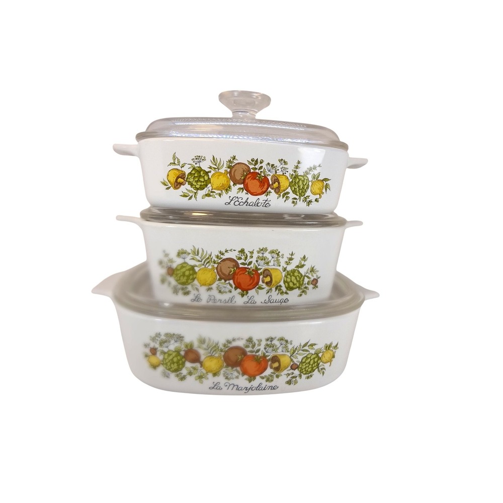 Corning Ware Casserole Set 3-Piece White Spice of Life Vintage‎ - Picture 3 of 4